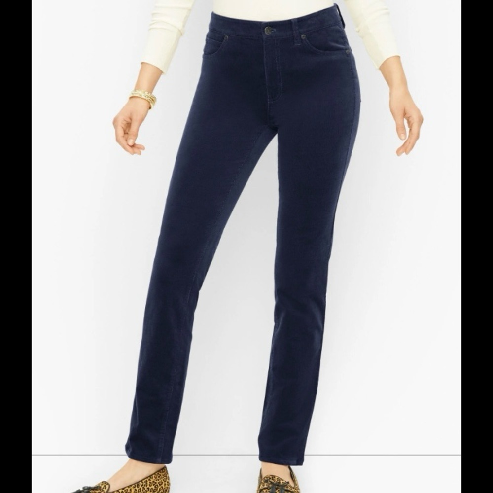 TALBOTS Simply Flattering Straight Leg Corduroy Navy Blue Pants Sz 6 😍